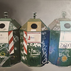 Mülleimer Nr. 1 Stephan Sprehe 2025. Öl auf Leinwand. Gr. 80cm x 60cm.