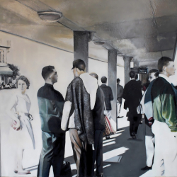 Am Bahnhof  Stephan Sprehe 2024 Öl auf Leinwand. Gr. 80cm x 60cm.