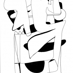 Zeichnung Abstrakt Nr. 2 Stephan Sprehe 2024. Tusche auf Papier. Gr. 40cm x 50cm.