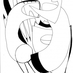 Zeichnung Abstrakt Nr. 6 Stephan Sprehe 2022. Tusche auf Papier. Gr. 40cm x 50cm.