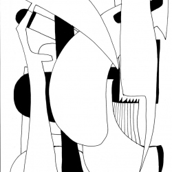 Zeichnung Abstrakt Nr. 1 Stephan Sprehe 2024. Tusche auf Papier. Gr. 40cm x 50cm.