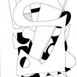 Zeichnung Abstrakt Nr. 3 Stephan Sprehe 2024. Tusche auf Papier. Gr. 40cm x 50cm.