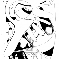 Zeichnung Abstrakt Nr. 4 Stephan Sprehe 2024. Tusche auf Papier. Gr. 40cm x 50cm.