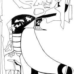 Zeichnung Abstrakt Nr. 5 Stephan Sprehe 2024. Tusche auf Papier. Gr. 40cm x 50cm.