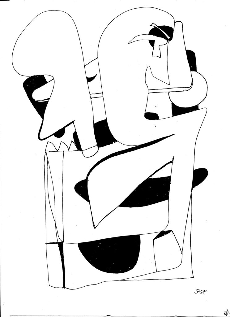 Zeichnung Abstrakt Nr. 2 Stephan Sprehe 2024. Tusche auf Papier. Gr. 40cm x 50cm.